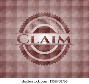 Claim red emblem with geometric background. Seamless.