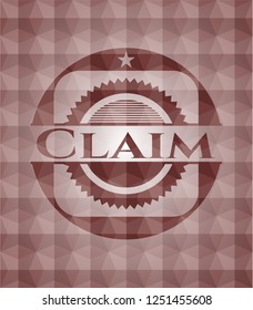 Claim red seamless emblem or badge with abstract geometric pattern background.
