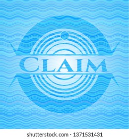Claim sky blue water wave style badge.