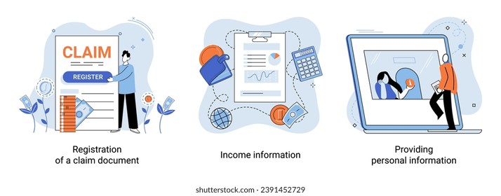 Claim vector illustration. Navigate paperwork landscape with ease, turning your claim into financial project Transform your claim into financial success story by mastering paperwork Secure