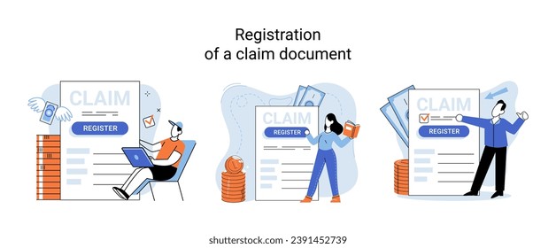 Claim vector illustration. Transform your claim into financial success story by mastering paperwork Secure your financial future by organizing your claim paperwork with precision Simplify claim