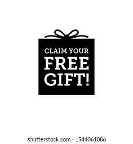Claim Your Free Gift. Black Badge Icon .Illustration For Marketing, Promotions Or Social Media. Editable Color Vector. 