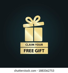 claim your free gift claim your free gift icon, premium golden vector icon, package label design elements