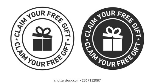 Claim your free gift rounded vector symbol set on white background