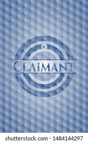 Claimant blue badge with geometric pattern background. Vector Illustration. Detailed.