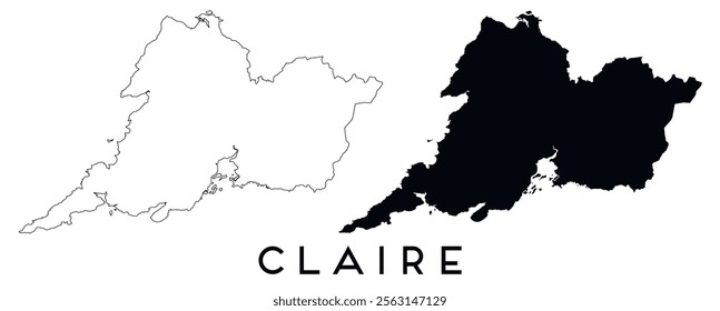 Claire County map outline and black silhouette vector