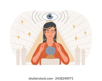 Clairvoyance ability isolated concept vector illustration. Clairvoyant psychic services, spiritual angelic, psychic help, alternative practice, supernatural extrasensory ability vector concept.