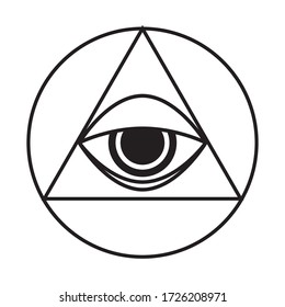 
Ясновидение. Clairvoyance. Vector mystic symbol in the form of a contour on an isolated white background.