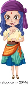 Clairvoyant girl cartoon character on white background illustration