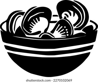 Clam bake, food, isolated, vintage drawing, vector illustration, black color