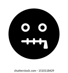 clam up expression icon with glyph style and 64 px base. Suitable for website design, logo, app and ui.