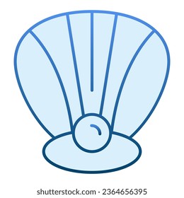 Clam flat icon. Perl in a shell blue icons in trendy flat style. Seashell gradient style design, designed for web and app. Eps 10