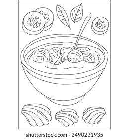 clam food dish coloring book page for kids or grown adults coloring book mindful relaxation activity