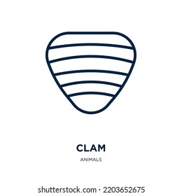 clam icon from animals collection. Thin linear clam, food, oyster outline icon isolated on white background. Line vector clam sign, symbol for web and mobile