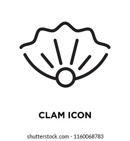 Clam icon vector isolated on white background, Clam transparent sign , line symbol or linear element design in outline style