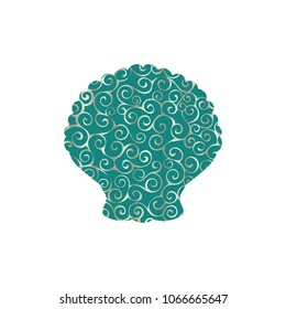 Clam mollusk spiral pattern color silhouette aquatic animal