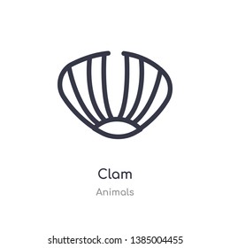 clam outline icon. isolated line vector illustration from animals collection. editable thin stroke clam icon on white background