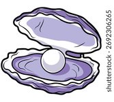 Clam with pearl inside vector isolated white background