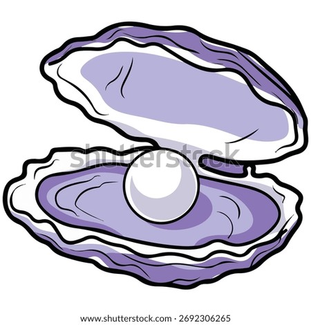 Clam with pearl inside vector isolated white background
