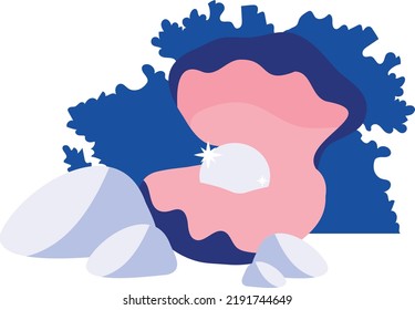 clam or seashell with stones Concept vector color icon design, Deep sea creature symbol, Aquatic Elements Sign, Underwater animal stock illustration