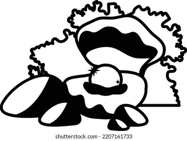clam or seashell with stones Concept vector icon design, Aquascaping creature symbol, Aquarium pet Sign, Underwater animal stock illustration
