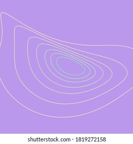 Clam shaped circular layered wavy line with gradation in pastel colour on purple background