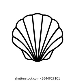 Clam shell icon or marine mollusk animal