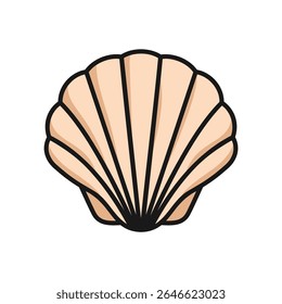 Clam shell icon or marine mollusk animal