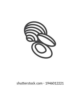 Icono de la línea de la shell de clam. signo de estilo lineal para concepto móvil y diseño web. Icono vector de contorno de mariscos de mejillones. Símbolo, ilustración del logotipo. Gráficos vectoriales