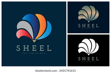 conjunto de colores de perlas de concha de almeja diseño de plantilla de logotipo moderno