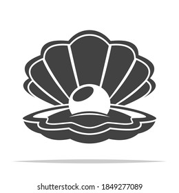 Clam Shell With Pearl Icon Vector Isolated