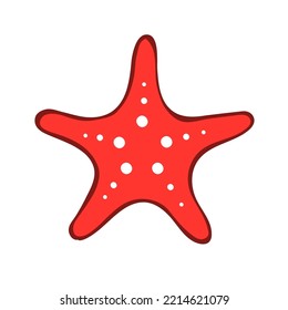 Clam starfish. Sea shellfish. Underwater life and fauna. Symbol of the beach and summer resort. Cartoon vector illustration isolated on white background. Hand drawn outline style. Top view