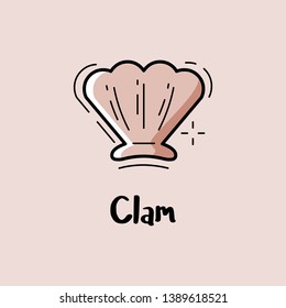 Clam. Vector illustration for cafe decoration.