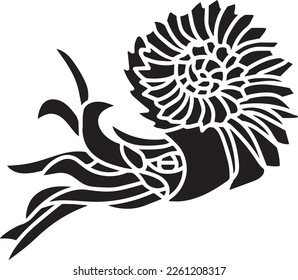 Clam Vector Stencil, Black and White