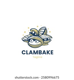 
Clambake logo design vector, shellfish logo