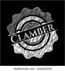 Clamber chalk emblem written on a blackboard