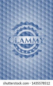Clammy blue hexagon badge. Vector Illustration. Detailed.