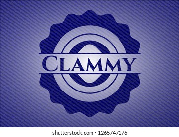 Clammy emblem with denim high quality background