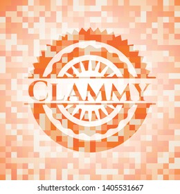 Clammy orange mosaic emblem with background