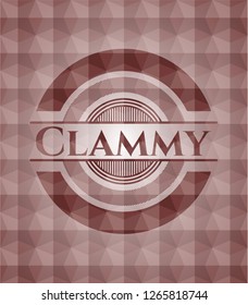 Clammy red badge with geometric pattern. Seamless.