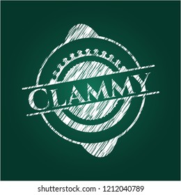 Clammy written with chalkboard texture
