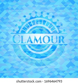 emblema azul celeste del Clamor. Fondo de mosaico