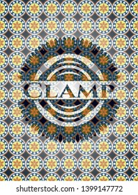 Clamp arabic badge background. Arabesque decoration.