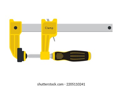 Clamp Bar Tool Closeup. Working Tool for Squeeze with Quick Release Isolated White Background