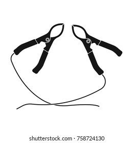 Clamp with cable single icon in black style for design.Car maintenance station vector symbol stock illustration web.