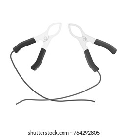 Clamp with cable single icon in monochrome style for design.Car maintenance station vector symbol stock illustration web.