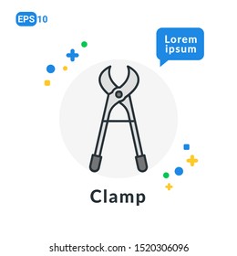 Clamp Construction Tool Flat icon . Used For web, logo, mobile app, User Interface and Infographic