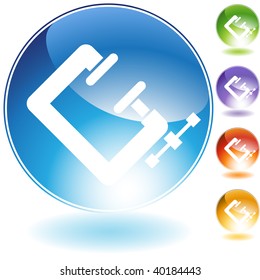 Klemmkristall-Symbol einzeln auf weißem Hintergrund.