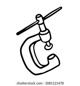 Clamp in doodle style. Isolated vector.