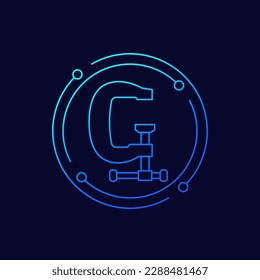 clamp or G-cramp icon, linear design